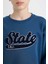 Erkek Çocuk Lacivert Bisiklet Yaka Nakışlı Kalın Sweatshirt D3053A824WN 4
