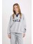 Yale University Oversize Geniş Kalıp Polo Yaka Baskılı Kalın Sweatshirt D7001AX24WN 1