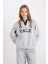 Yale University Oversize Geniş Kalıp Polo Yaka Baskılı Kalın Sweatshirt D7001AX24WN 4