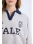 Yale University Oversize Geniş Kalıp Polo Yaka Baskılı Kalın Sweatshirt D7001AX24WN 5