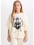 Kız Çocuk Wednesday Oversize Geniş Kalıp Bisiklet Yaka Sweatshirt D6064A824WN 3