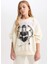 Kız Çocuk Wednesday Oversize Geniş Kalıp Bisiklet Yaka Sweatshirt D6064A824WN 4