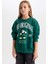 Kız Çocuk Disney Mickey & Minnie Oversize Geniş Kalıp Bisiklet Yaka İçi Yumuşak Tüylü Sweatshirt D1118A824AU 3