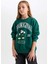 Kız Çocuk Disney Mickey & Minnie Oversize Geniş Kalıp Bisiklet Yaka İçi Yumuşak Tüylü Sweatshirt D1118A824AU 4