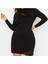 Yeni Fit Casual Günlük Tek Plaka Triko Dik Yaka Uzun Kol Bodycone Mini Boy Büyük Beden Elbise 4