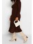 Yeni Fit Casual Günlük Fitilli Triko Bisiklet Yaka Uzun Kol A-Line Midi Boy Büyük Beden Elbise 5