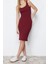 Slim Casual Günlük Rejenere Kaşkorse Örme Havuz Yaka Kolsuz Kol Bodycone Midi Boy Elbise 3