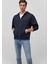 Logolu Kapüşonlu Fermuarlı Lacivert Sweatshirt066979-70490 1