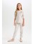 Kız Çocuk Pijama Takımı Bisiklet Yaka Baskılı Uzun Kollu Üst Beli Lastikli Uzun Alt D6656A824WN 1