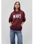 Logo Baskılı Kapüşonlu Bordo Sweatshirt 1600361-85493 2