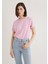 Bisiklet Yaka Pembe Basic Tişört 1600955-71117 1