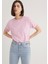 Bisiklet Yaka Pembe Basic Tişört 1600955-71117 2