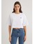 Bisiklet Yaka Basic Beyaz Crop Tişört 1612187-620 3