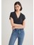 Lux Touch TENCEL TM V Yaka Siyah Modal Tişört 1612250-900 3