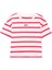 Logo Baskılı Pembe Çizgili Crop Tişört 7610182-71111 2
