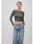 Bisiklet Yaka Haki Crop KAZAK1710474-70123 1