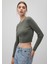 Bisiklet Yaka Haki Crop KAZAK1710474-70123 3