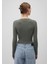 Bisiklet Yaka Haki Crop KAZAK1710474-70123 5