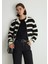 Fermuarlı Siyah Çizgili Hırka 1710526-85407 2