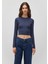 Bisiklet Yaka Lacivert Crop Kazak 1710518-70487 3