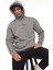 Füme Kapüşon Baskılı Üç Iplik Oversize Sweatshirt- 2440 1