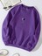 Oversize Bisiklet Yaka Basic Balloon Astronaut Baskılı Sweatshirt - Mor 1