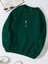 Oversize Bisiklet Yaka Basic Balloon Astronaut Baskılı Sweatshirt - Koyu Yeşil 1