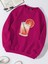 Oversize Bisiklet Yaka Basic Orange Cocktail Baskılı Sweatshirt - Fuşya 1