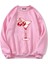 Oversize Bisiklet Yaka Basic Cherry Cocktail Baskılı Sweatshirt - Pembe 1