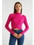 Omuz Dekolteli Dik Yaka Fuşya Triko 0078-2K3 1