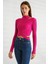 Omuz Dekolteli Dik Yaka Fuşya Triko 0078-2K3 2
