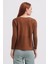Sıfır Yaka Uzun Kollu Camel Kadın Kazak 75318-2K3 5