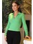V Yakalı Triko Yeşil Kadın Kazak 3739-2K3 1