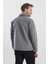 Gri Comfort Fit Bebe Yaka Yünlü Mont 4