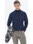 İndigo Tam Balıkçı Yaka Düz Örgü Yün Karışımlı Triko Kazak 1
