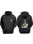 Unisex Oturan Bugs Bunny Tasarım Ön Arka Baskılı Normal Kalıp Siyah Sweatshirt 1