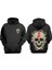 Unisex Kırmızı Yazılı Kurukafa Tasarım Ön Arka Baskılı Normal Kalıp Siyah Sweatshirt 1