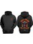 Unisex Yanan Iskelet Kafası Tasarım Ön Arka Baskılı Normal Kalıp Siyah Sweatshirt 1