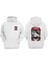 Unisex Crow Skeleton Head Tasarım Ön Arka Baskılı Normal Kalıp Beyaz Sweatshirt 1