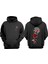 Unisex Minimalist Japon Agac Red Tasarım Ön Arka Baskılı Normal Kalıp Siyah Sweatshirt 1