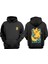 Unisex Anime Pikacu Tasarım Ön Arka Baskılı Normal Kalıp Siyah Sweatshirt 1