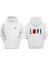 Unisex Love Düğme Tasarım Ön Arka Baskılı Normal Kalıp Beyaz Sweatshirt 1
