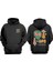 Unisex Ufo Karükatür Tasarım Ön Arka Baskılı Normal Kalıp Siyah Sweatshirt 1