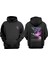 Unisex Mighty Angel Tasarım Ön Arka Baskılı Normal Kalıp Siyah Sweatshirt 1