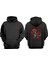 Unisex T-Rex Ninja Dinasaur Tasarım Ön Arka Baskılı Normal Kalıp Siyah Sweatshirt 1
