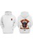 Unisex Yanan Iskelet Kafası Tasarım Ön Arka Baskılı Normal Kalıp Beyaz Sweatshirt 1