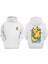 Unisex Anime Pikacu Tasarım Ön Arka Baskılı Normal Kalıp Beyaz Sweatshirt 1