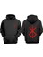 Unisex Kanji Berserk Logo Tasarım Ön Arka Baskılı Normal Kalıp Siyah Sweatshirt 1
