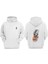 Unisex Portakal Ay Tasarım Ön Arka Baskılı Normal Kalıp Beyaz Sweatshirt 1