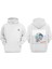 Unisex Black 3D Skull Tasarım Ön Arka Baskılı Normal Kalıp Beyaz Sweatshirt 1